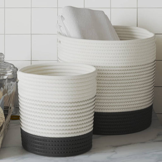 Vidaxl storage baskets 2 pcs cotton white and black