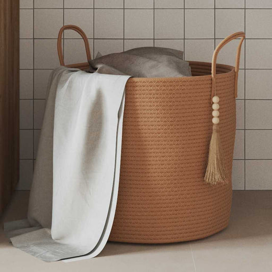 Vidaxl storage basket ø 40x35 cm cotton brown