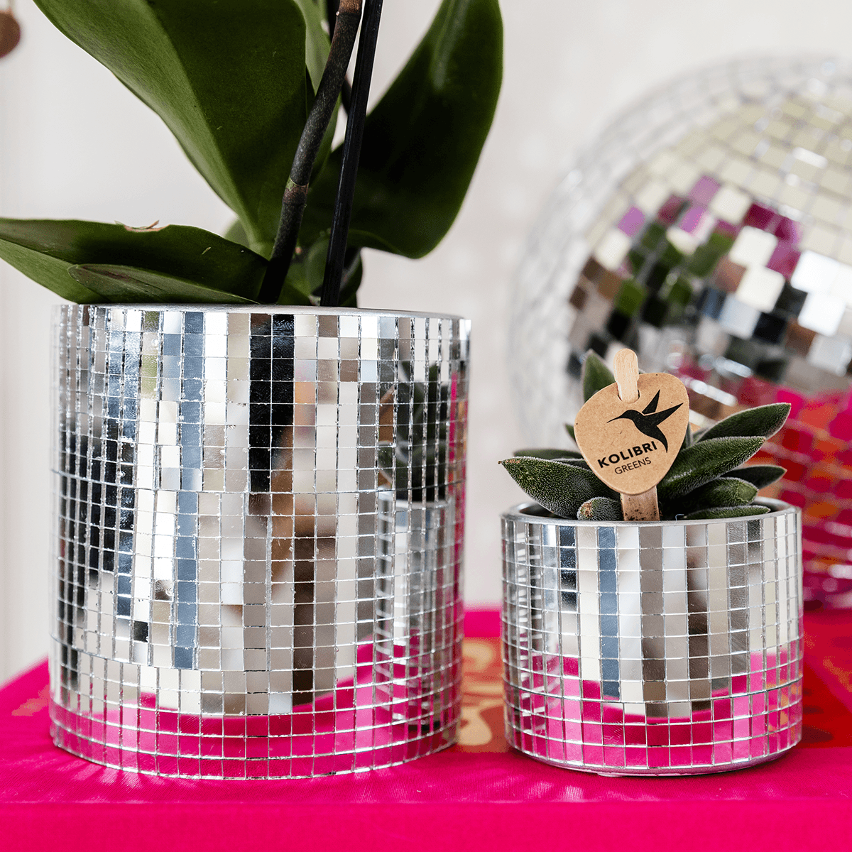 Blumentopf Disco – Ø9cm – Moderner Keramik Ziertopf mit glänzender Struktur – Stilvoller Übertopf für kleine Zimmerpflanzen, Sukkulenten & Kakteen