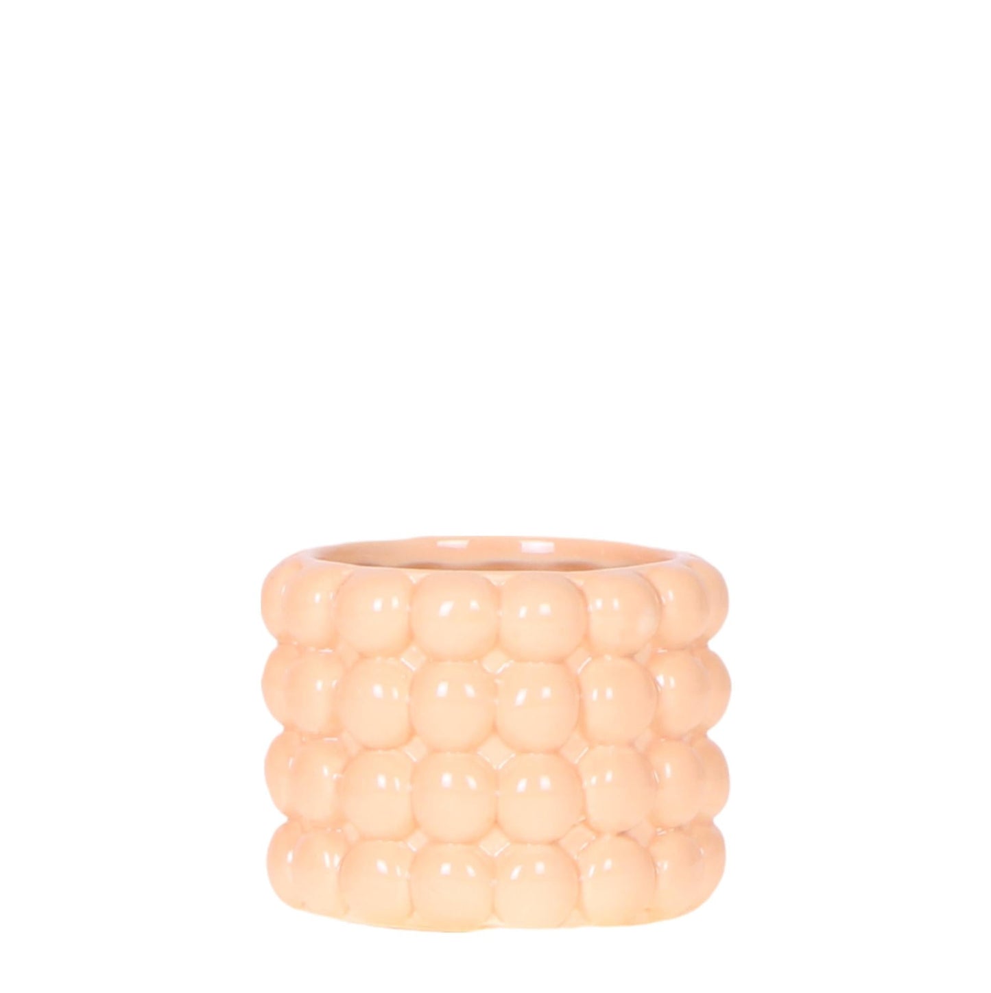 Ziertopf Poppy – Peach – Ø6cm – Kleiner Keramik Blumentopf in glänzendem Pfirsichton – Stilvoller Übertopf für Mini-Zimmerpflanzen, Sukkulenten & Kakteen