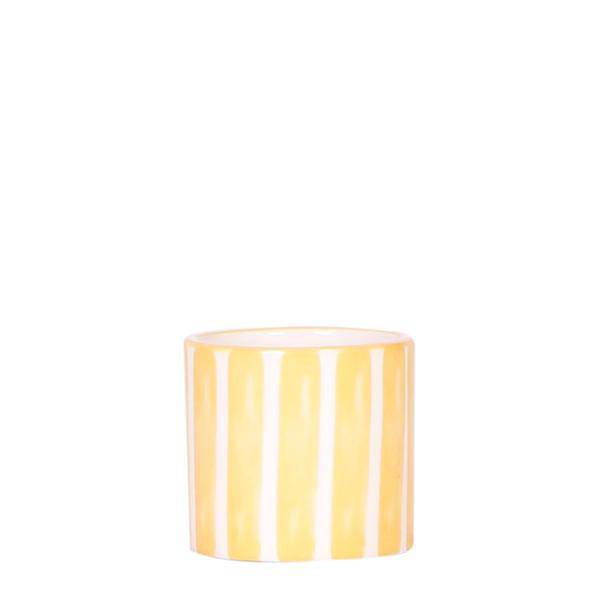 Ziertopf Painted Stripe – Gelb – Ø6cm – Keramiktopf mit Streifenmuster – Pflanzentopf für Sukkulenten, Kakteen & kleine Zimmerpflanzen
