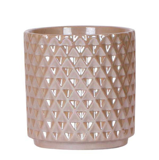 Diamant Perle Dekotopf – Sand – Ø9cm – Blumentopf in Steinoptik – Eleganter Dekotopf für Zimmerpflanzen, Sukkulenten & Kakteen