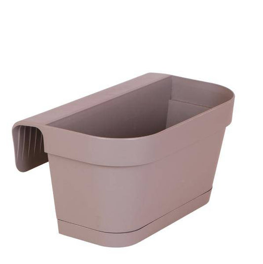 Balcony Planter – Taupe – 36cm Wide – With Hanging System & Water Reservoir – Stylish Railing Planter for Balconies & Fences